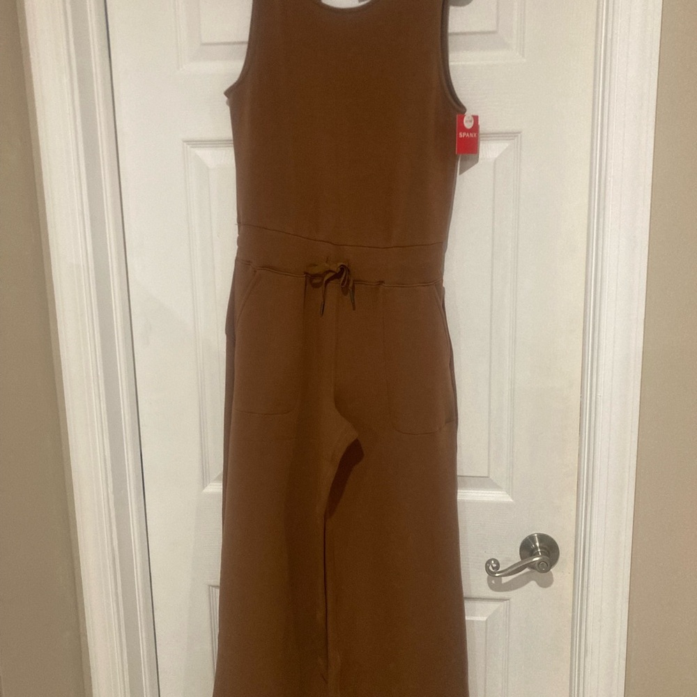 SPANX Petite small cocoa Wide-Leg airessentials Jumpsuit with Adjustable Waist